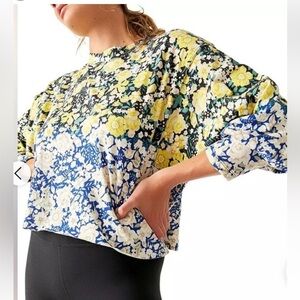 Free People Movement Inspire Oversized Floral Printed Layer Tee Size XS NWT